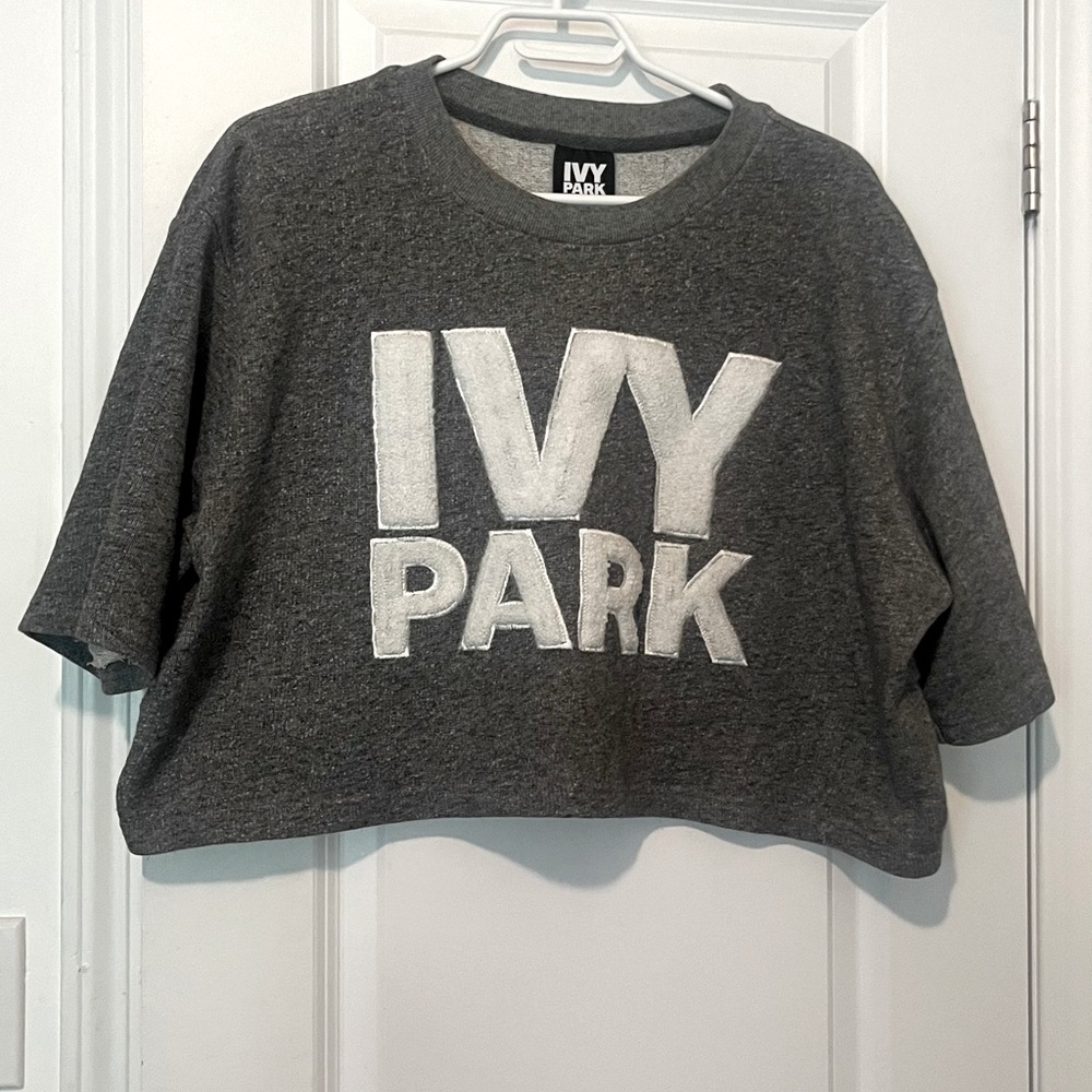 IVY PARK grey terry crop with logo